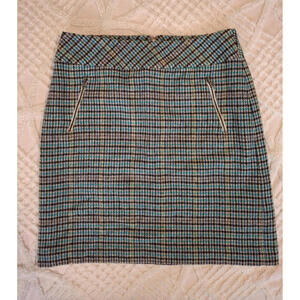 Talbots Women's Size 4 Blue Gray Plaid‎ Wool Pencil Skirt Lined Preppy Pockets
